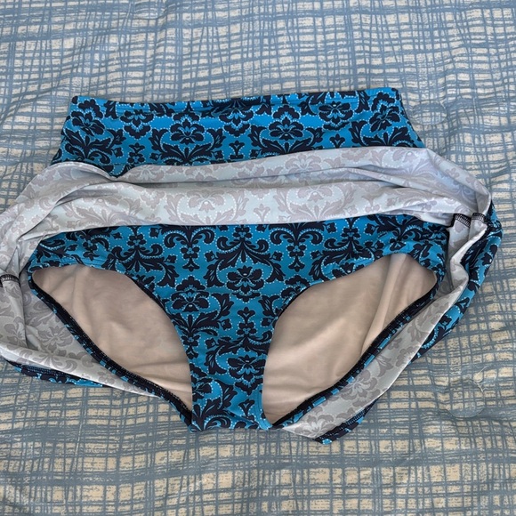 Lands End Tankini and Navy Patterned High Waisted Women's Swim Skirt Plus 14W L - Picture 4 of 12